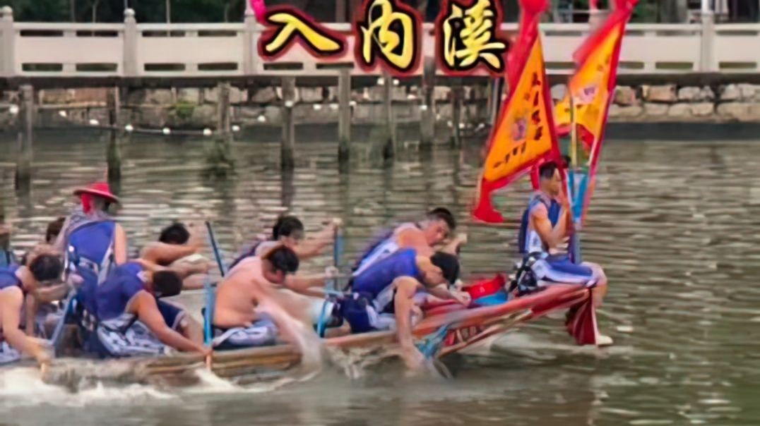 水上运动江中猛将民族特色民族文化行在抖音中华传统文化民俗和平下宫龙船-大潮社！